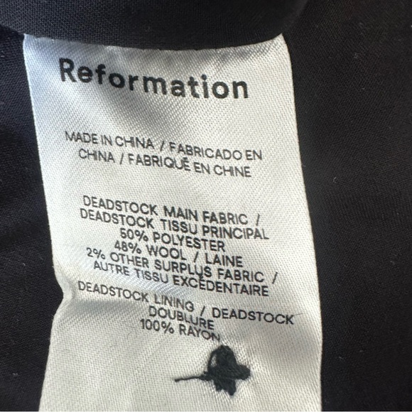 Reformation Larsen black wool dress coat blazer with tie belt size 0 like new - Picture 8 of 10